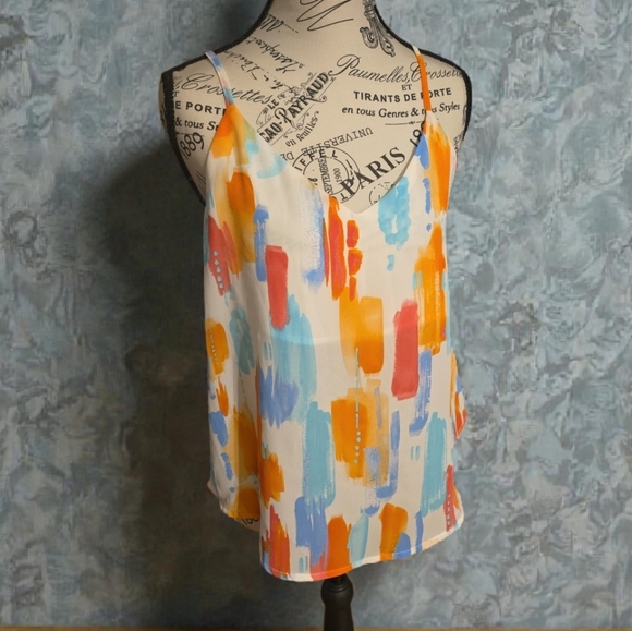 Blu Pepper Tops - Blu Pepper Multicolor Brushstroke‎ Camisole